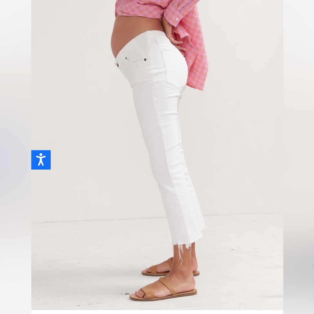 Hatch Maternity White Jeans